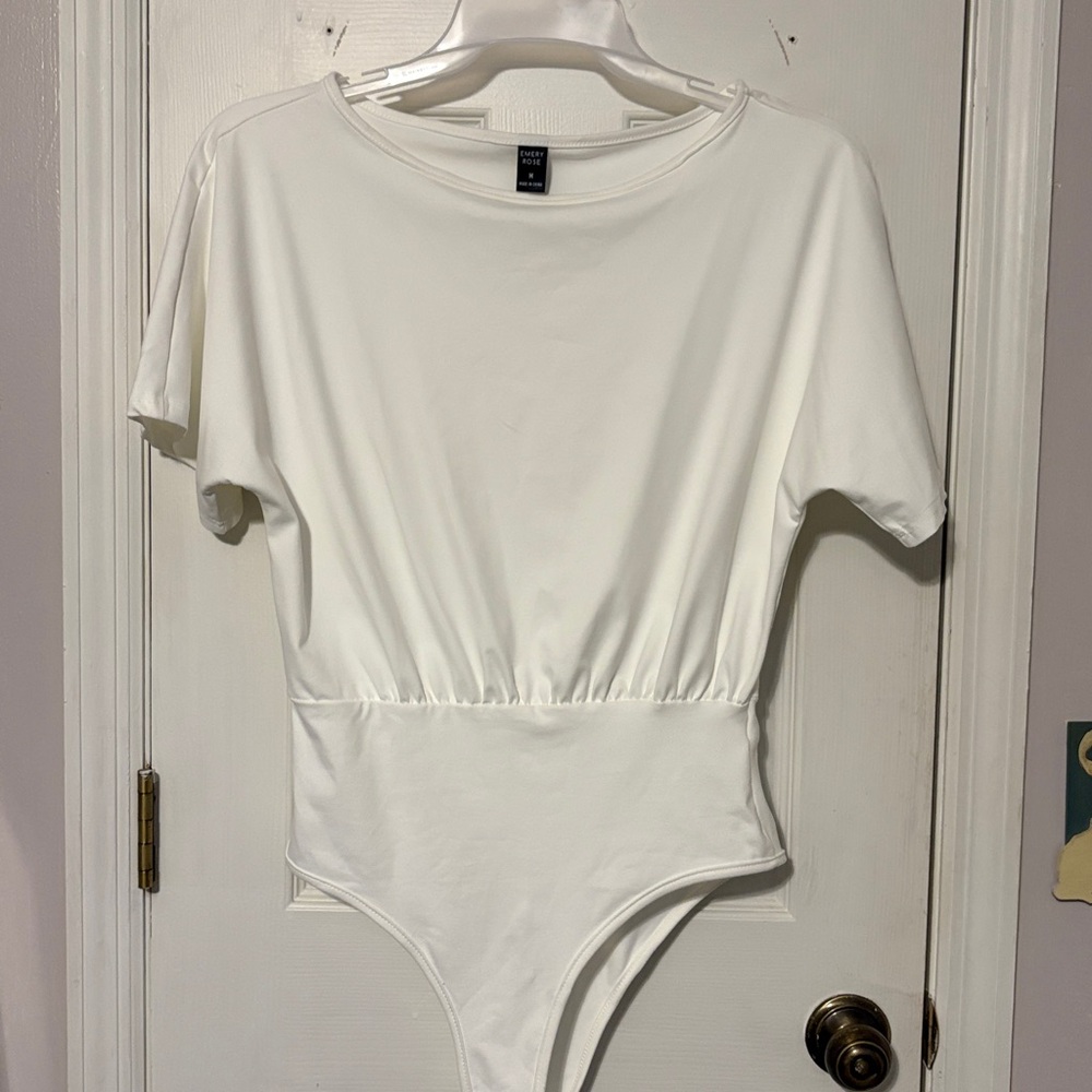 Emory Rose Medium White Short Sleeve Bodysuit Never Worn!